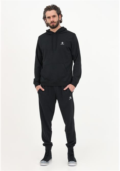 Black sports trousers for men with logo embroidery CONVERSE | Pants | 10023873-A01.