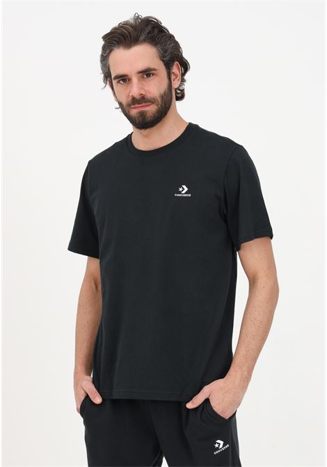 Men's black casual t-shirt with logo embroidery CONVERSE | T-shirt | 10023876-A02.