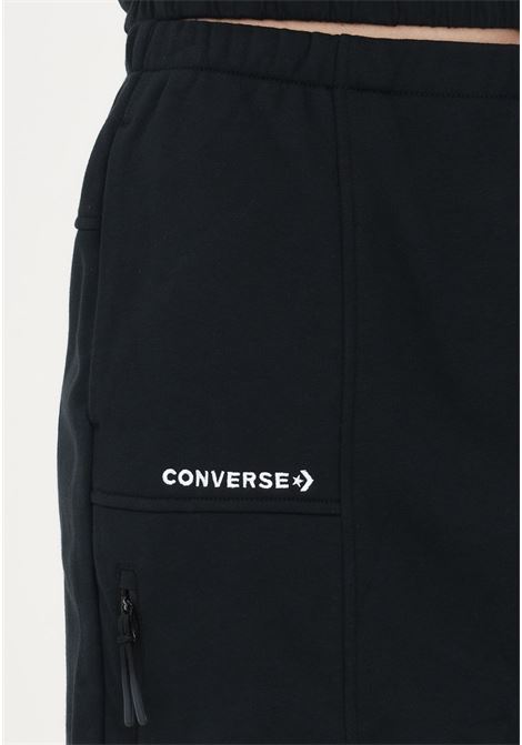 Short black women's skirt with logo embroidery and zip pocket CONVERSE | Skirt | 10024530-A01BLACK