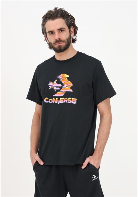 Men's black casual t-shirt with logo print CONVERSE | T-shirt | 10024587-A02BLACK