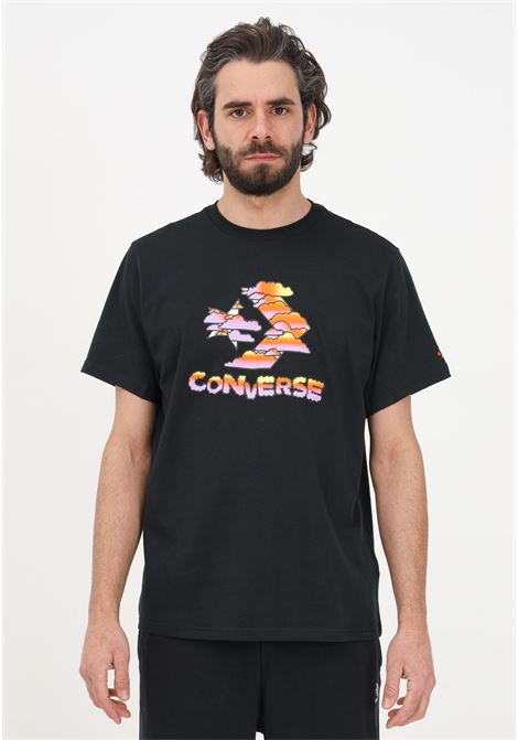 Men's black casual t-shirt with logo print CONVERSE | T-shirt | 10024587-A02BLACK