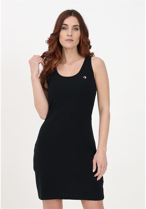Women's short black ribbed dress with logo print CONVERSE | 10025452-A01BLACK
