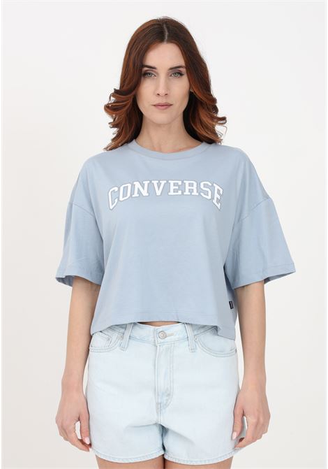 Women's light blue casual t-shirt with logo print CONVERSE | T-shirt | 10026079-A01OCEAN RETREAT