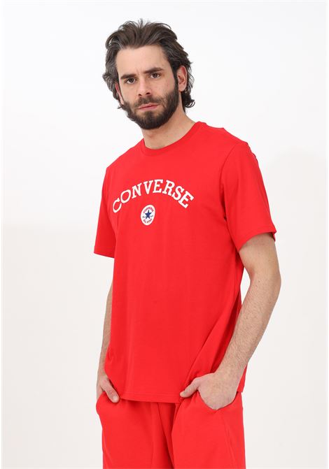 Men's red casual T-shirt with front lettering logo embroidery CONVERSE | T-shirt | 10026083-A02UNIVERSITY RED