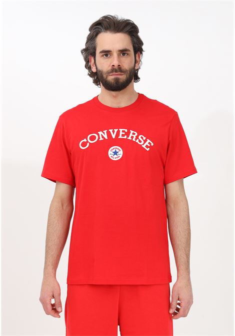 Men's red casual T-shirt with front lettering logo embroidery CONVERSE | T-shirt | 10026083-A02UNIVERSITY RED