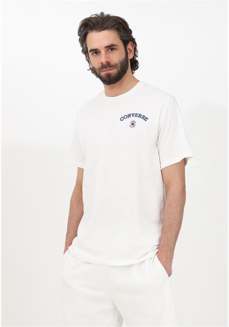 Men's white casual T-shirt with chest logo embroidery CONVERSE | T-shirt | 10026084-A02VINTAGE WHITE