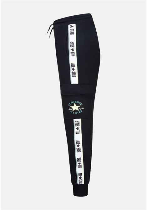 Black sports trousers for boys and girls with logoed side bands CONVERSE | Pants | 9CD472023
