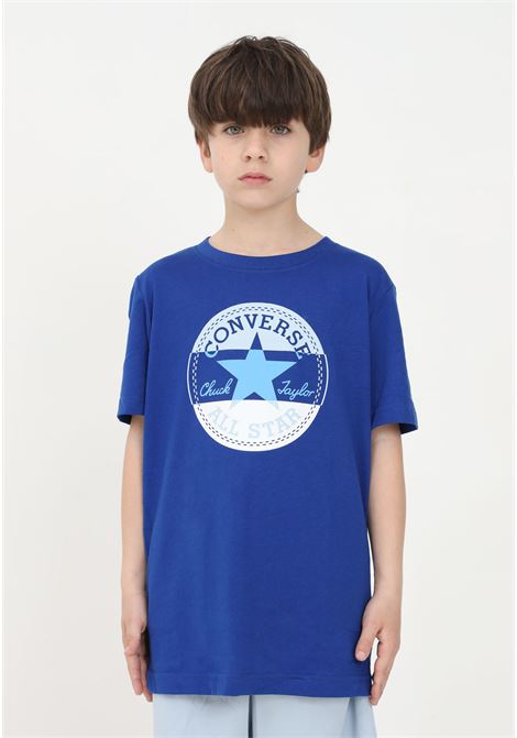 T-shirt casual blu da bambino con maxi stampa logo CONVERSE | T-shirt | 9CD780C6H