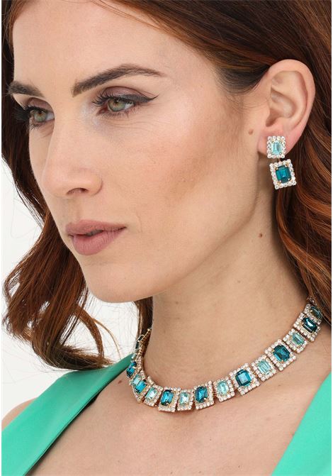Women's light blue earrings with rectangular stones DIAMOND | Bijoux | 2166BLU