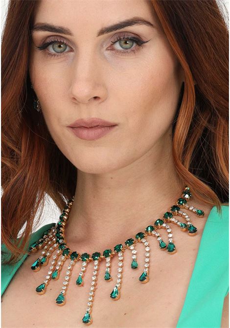 Green women's necklace with stones and pendant pendants DIAMOND | Bijoux | 2492VERDE