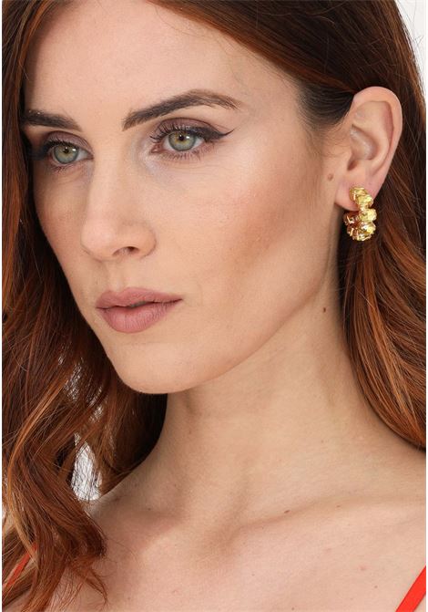 Women's gold hoop earrings with stones DIAMOND | Bijoux | 2553ORO