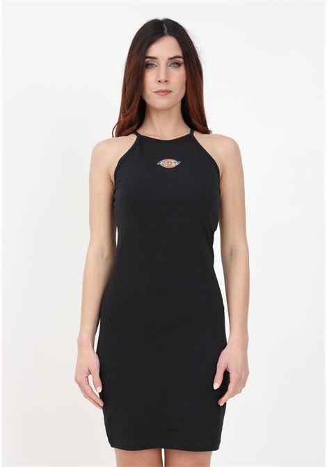 Women's black short dress with logo print and halter neck DIckies | Dress | DK0A4XMCBLK1BLK1