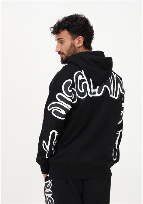 Black sweatshirt for men with hood and maxi logo print on the back DISCLAIMER | Sweatshirt | 23EDS53400NERO-STAMPA NERA
