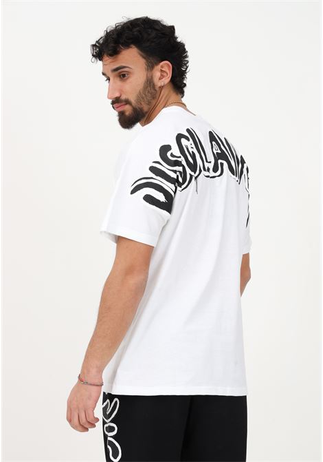 White casual t-shirt for men with maxi logo print on the back DISCLAIMER | T-shirt | 23EDS53403BIANCO-STAMPA NERA