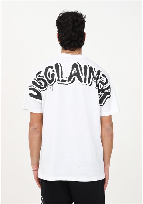 White casual t-shirt for men with maxi logo print on the back DISCLAIMER | T-shirt | 23EDS53403BIANCO-STAMPA NERA