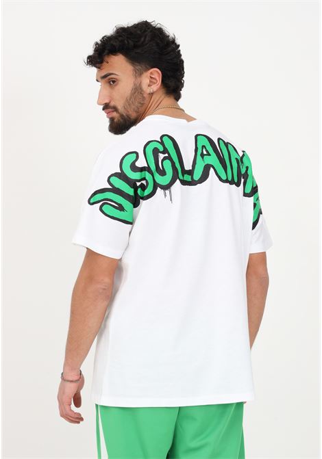 White casual t-shirt for men with maxi logo print on the back DISCLAIMER | T-shirt | 23EDS53403BIANCO-STAMPA VERDE