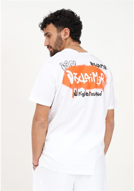 White casual t-shirt for men with logo print on the front and back DISCLAIMER | T-shirt | 23EDS53488BIANCO