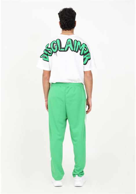Green triacetate trousers for men with side print DISCLAIMER | Pants | 23EDS53661VERDE