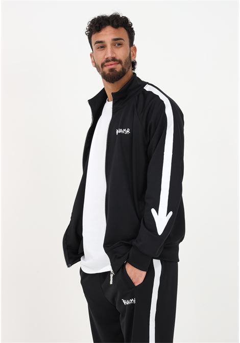 Men's black triacetate sweatshirt with zip and print along the sleeves DISCLAIMER | Sweatshirt | 23EDS53662NERO