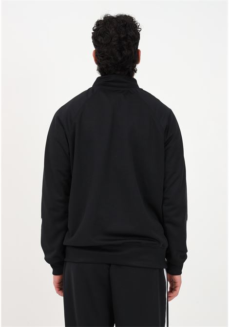 Men's black triacetate sweatshirt with zip and print along the sleeves DISCLAIMER | 23EDS53662NERO