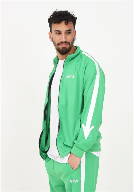Green triacetate sweatshirt for men with zip and print along the sleeves DISCLAIMER | 23EDS53662VERDE
