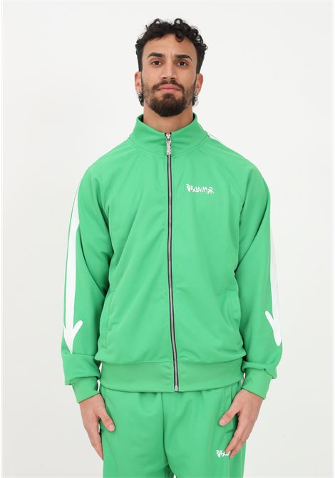 Green triacetate sweatshirt for men with zip and print along the sleeves DISCLAIMER | Sweatshirt | 23EDS53662VERDE