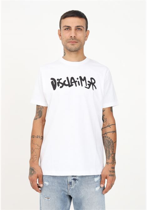 T-shirt casual bianca per uomo e donna con stampa logo DISCLAIMER | T-shirt | 23EDS53681BIANCO