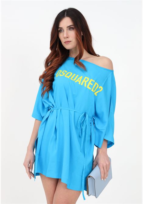 Short light blue dress for women with Dsquared logo print DSQUARED2 | D6A25348443