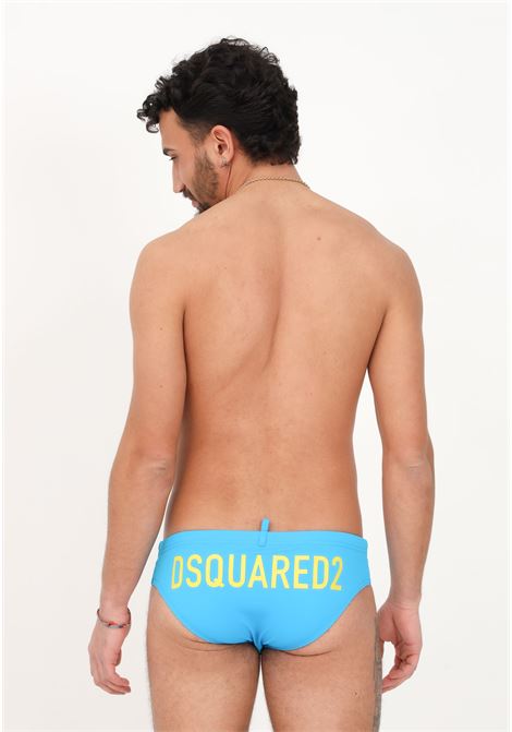 Slip mare azzurro da uomo con stampa logo Dsquared2 sul retro DSQUARED2 | Beachwear | D7B31481443