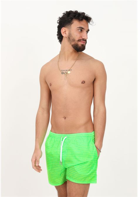 Shorts mare verde da uomo con logo lettering all over DSQUARED2 | Beachwear | D7B64463320
