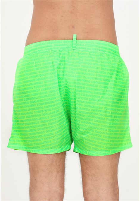 Shorts mare verde da uomo con logo lettering all over DSQUARED2 | Beachwear | D7B64463320