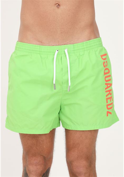 Shorts mare verde da uomo con stampa logo lettering a contrasto DSQUARED2 | Beachwear | D7B64482324