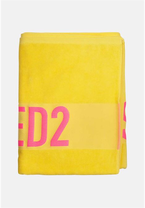 Telo mare giallo per uomo e donna con stampa logo lettering DSQUARED2 | Telo mare | D7P00480722