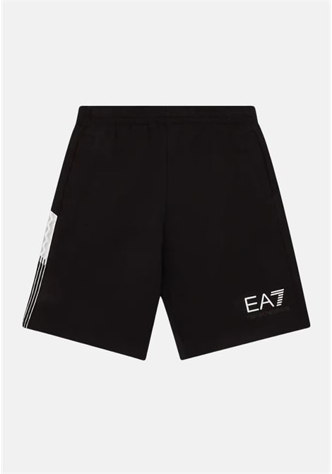Shorts casual nero da bambino con stampa logo EA7 | Shorts | 3RBS55BJ05Z0210