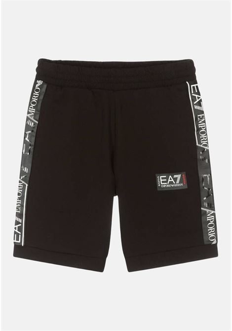 Shorts casual nero da bambino con inserto logo laterale EA7 | Shorts | 3RBS56BJ05Z1200