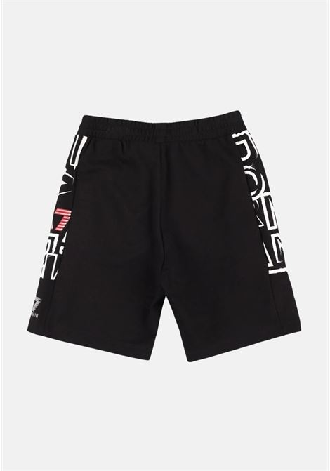 Shorts casual nero da bambino con fantasia logo laterale EA7 | Shorts | 3RBS57BJ05Z1200