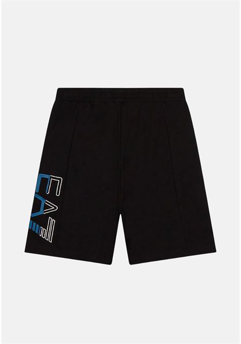 Shorts casual nero da bambino con stampa logo EA7 EA7 | Shorts | 3RBS58BJ05Z1200