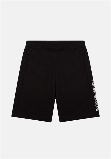 Shorts casual nero da bambino con stampa logo EA7 EA7 | Shorts | 3RBS58BJ05Z1200