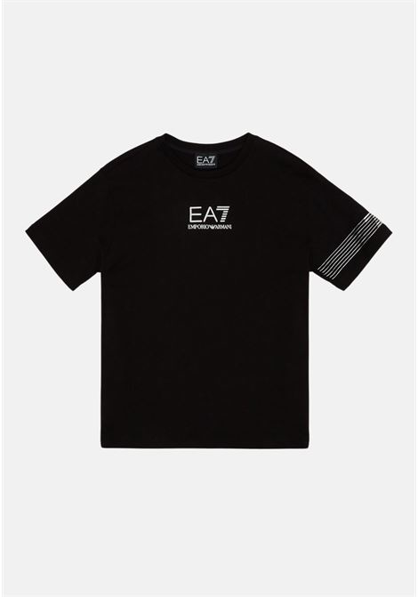 Casual black t-shirt for boys with logo print and sleeve detail EA7 | T-shirt | 3RBT55BJ02Z0210
