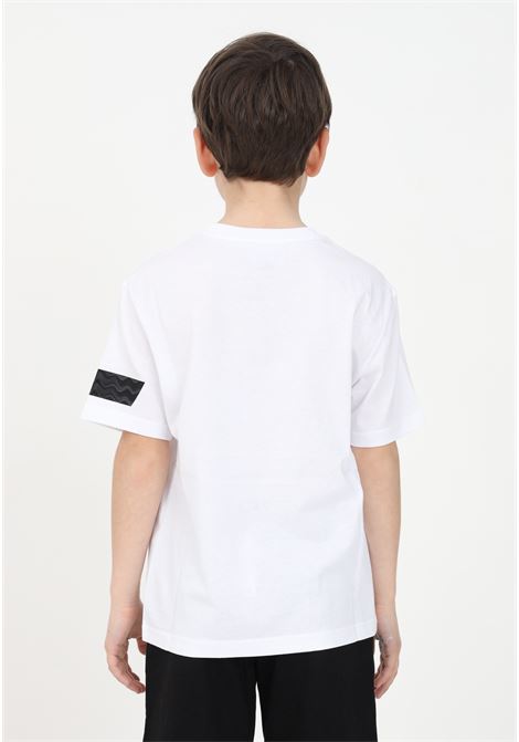 White casual t-shirt for boys with logo print and sleeve detail EA7 | T-shirt | 3RBT55BJ02Z1100