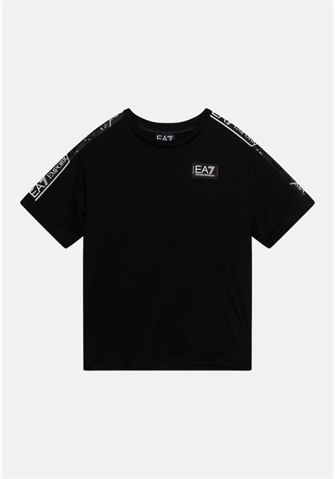 Casual black t-shirt for boys with logo tape details on the sleeves EA7 | T-shirt | 3RBT56BJ02Z1200