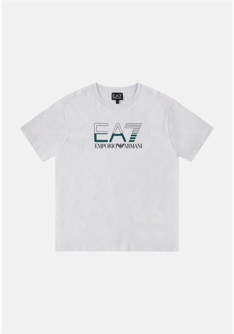 White casual t-shirt for boy with logo EA7 | T-shirt | 3RBT58BJ02Z1100