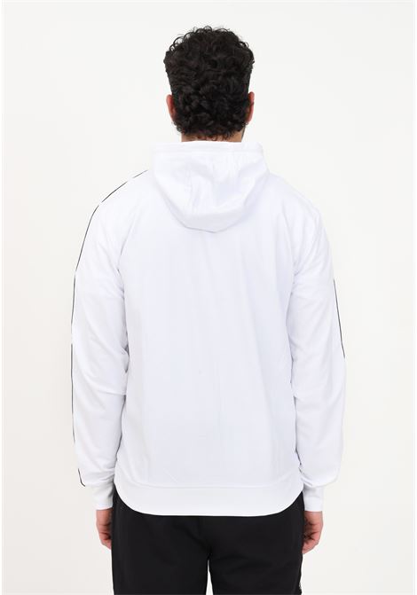 Men's white hooded zip-up sweatshirt with logo tape EA7 | 3RPM09PJ05Z1100