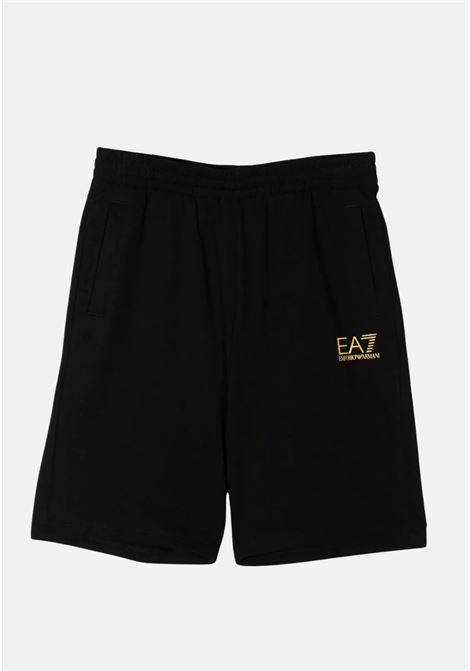 Shorts casual nero da bambino con stampa logo EA7 | Shorts | 8NBS51BJ05Z0200