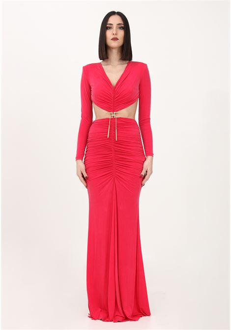 Long fuchsia dress for women with logoed accessory ELISABETTA FRANCHI | AB35332E2560