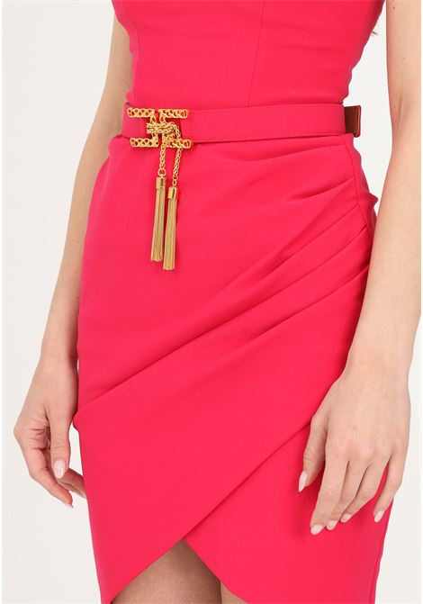 Short fuchsia dress for women with bustier bodice and draped skirt ELISABETTA FRANCHI | AB42532E2560