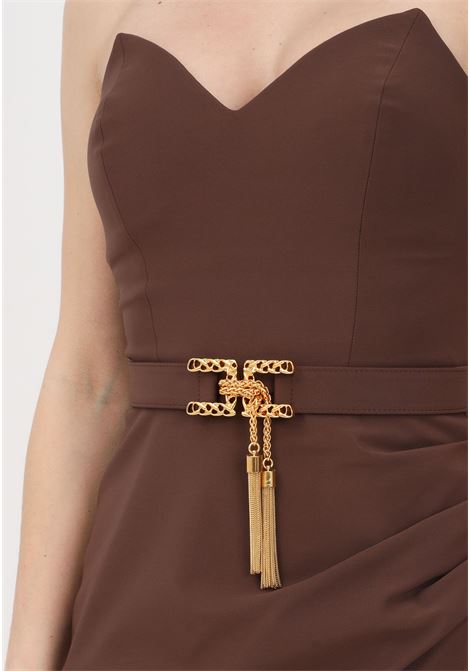 Brown short dress for women with bustier bodice and draped skirt ELISABETTA FRANCHI | AB42532E2D88