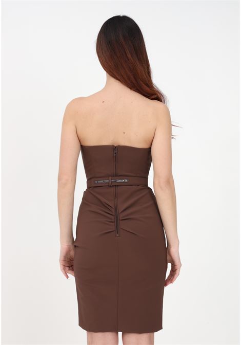Brown short dress for women with bustier bodice and draped skirt ELISABETTA FRANCHI | AB42532E2D88