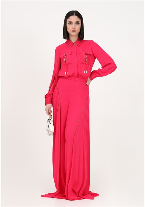 Long fuchsia dress for women with criss cross pattern ELISABETTA FRANCHI | Dress | AB46732E2560