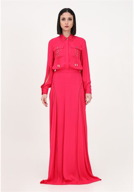 Long fuchsia dress for women with criss cross pattern ELISABETTA FRANCHI | Dress | AB46732E2560